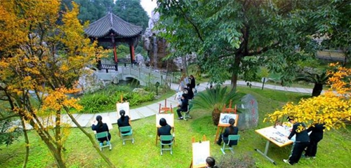 成都外國語學(xué)校校園寫生